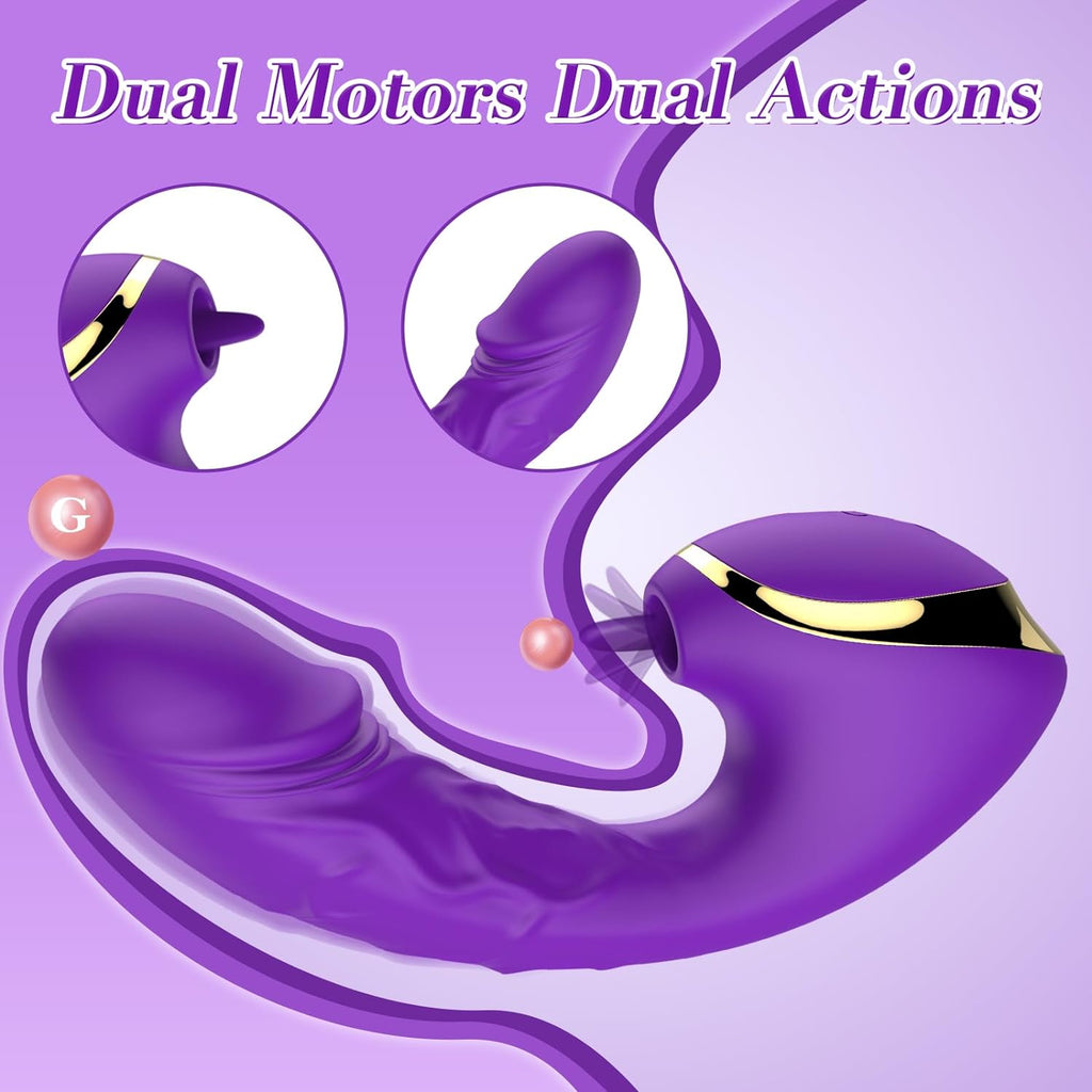 G Spot Vibrator 2 In 1 Wearable Vibrator Dildo With 10 Licking & Powerful Vibration & Rechargeable Butterfly Vibe Adult Toys Adult Sex Toy With Clitoris Stimulator For Women And Couple